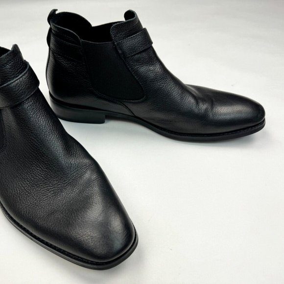 Kenneth Cole Rhett Leather Chelsea Boots Mens 11 Elastic ShaftStrap Black 112552 - Picture 5 of 12
